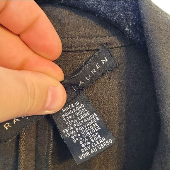 Ralph Lauren Black Label Olive Green Wool Silk Blend Open Front Blazer Jacket 10 - Picture 4 of 6